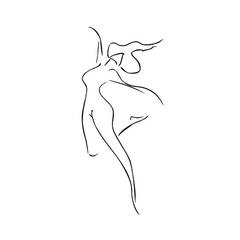 Light line drawing of a dancer in mid-leap