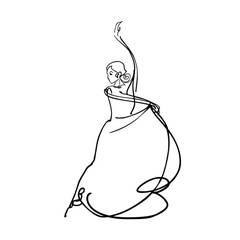 Flowing line drawing of a dancer in a long dress