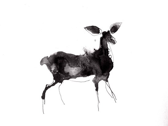 Ink wash painting of a deer