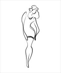 Minimal line drawing of a standing woman