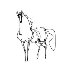 Line drawing of a horse