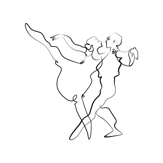 Line drawing of two dancers